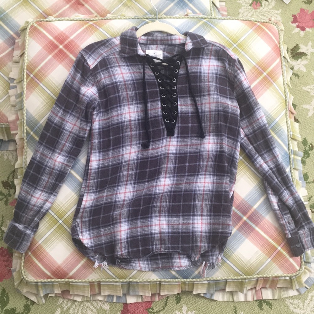 Women’s size xxs plaid with string up detail